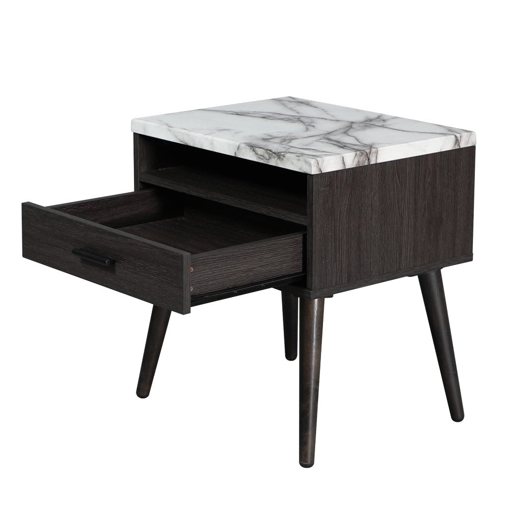 MARNI 1-DRAWER 1-NICHE BEDSIDE TABLE  ESPRESSO