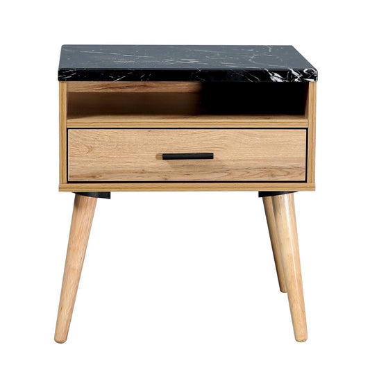 MARNI 1-DRAWER 1-NICHE BEDSIDE TABLE WOTAN OAK