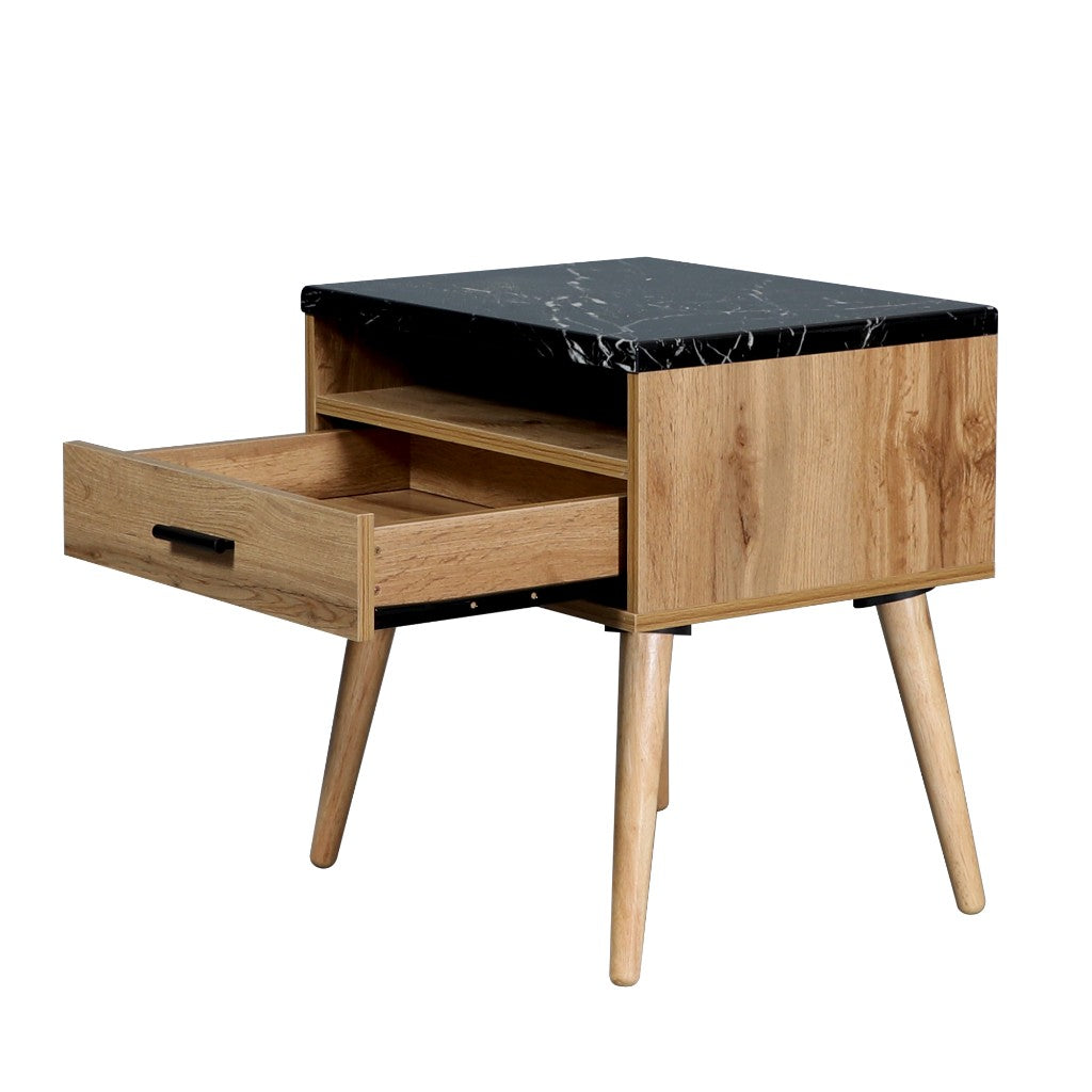 MARNI 1-DRAWER 1-NICHE BEDSIDE TABLE WOTAN OAK