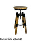 MARON STOOL BLACK PAINTED METAL/RUSTIC BROWN WASHED MANGO WOOD - MyChocolateWood