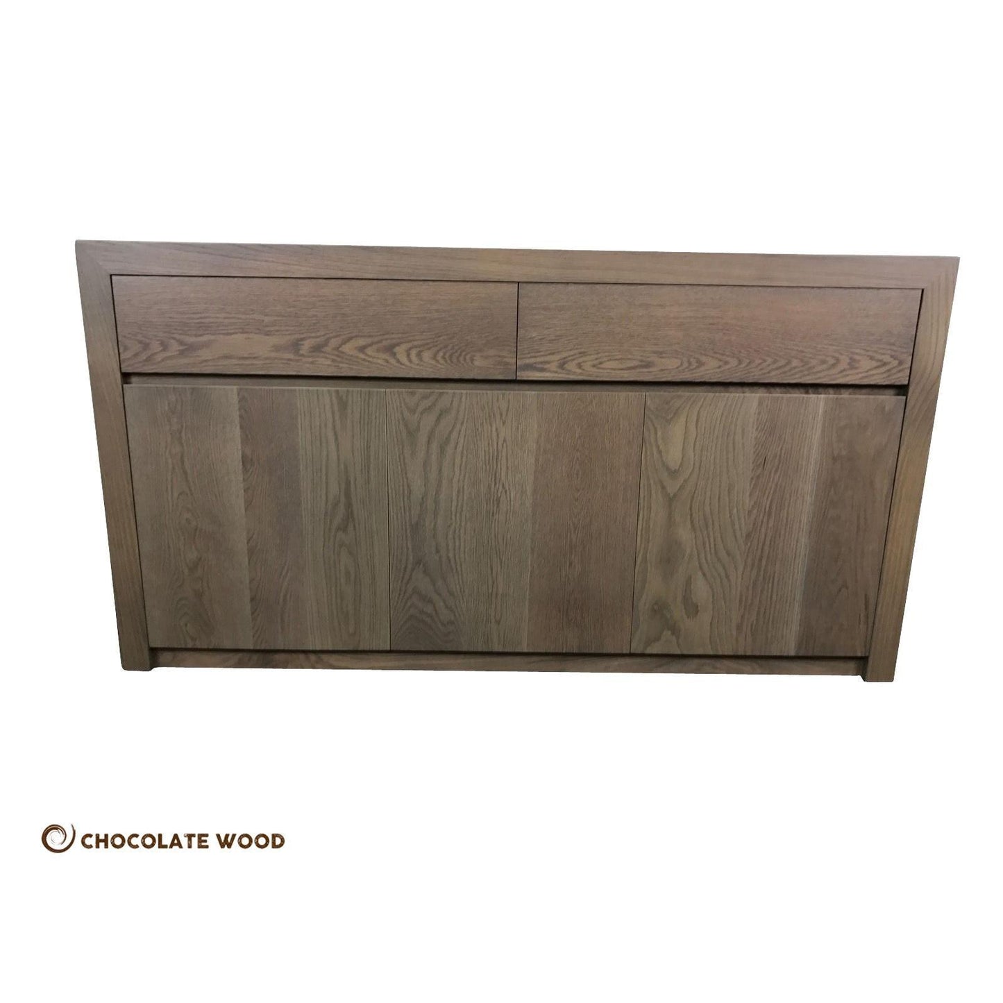 MARRON SOLID EUROPEAN OAK BUFFET/SIDEBOARD 3 DOORS 2 DRAWERS IN GREYWASH - MyChocolateWood