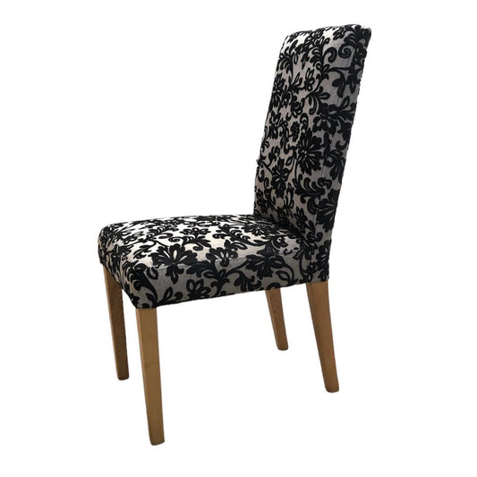 MARYLAND WARWICK ONYX VIVALDI FABRIC WITH NO SCROLL DINING CHAIRS MADE TO ORDER - MyChocolateWood