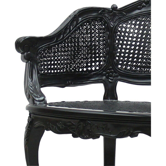 MAXIM FRENCH PROVINCIAL MAHOGANY ARMCHAIR WING CHAIR BERGERE CHAIR BLACK - MyChocolateWood