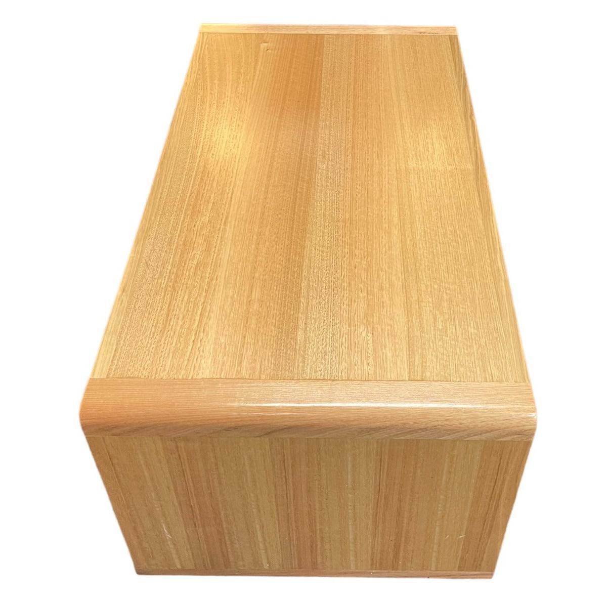 MAXWELL 2-DRAWER TASSIE OAK COFFEE TABLE IN CLEAR LACQUER MADE TO ORDER - MyChocolateWood