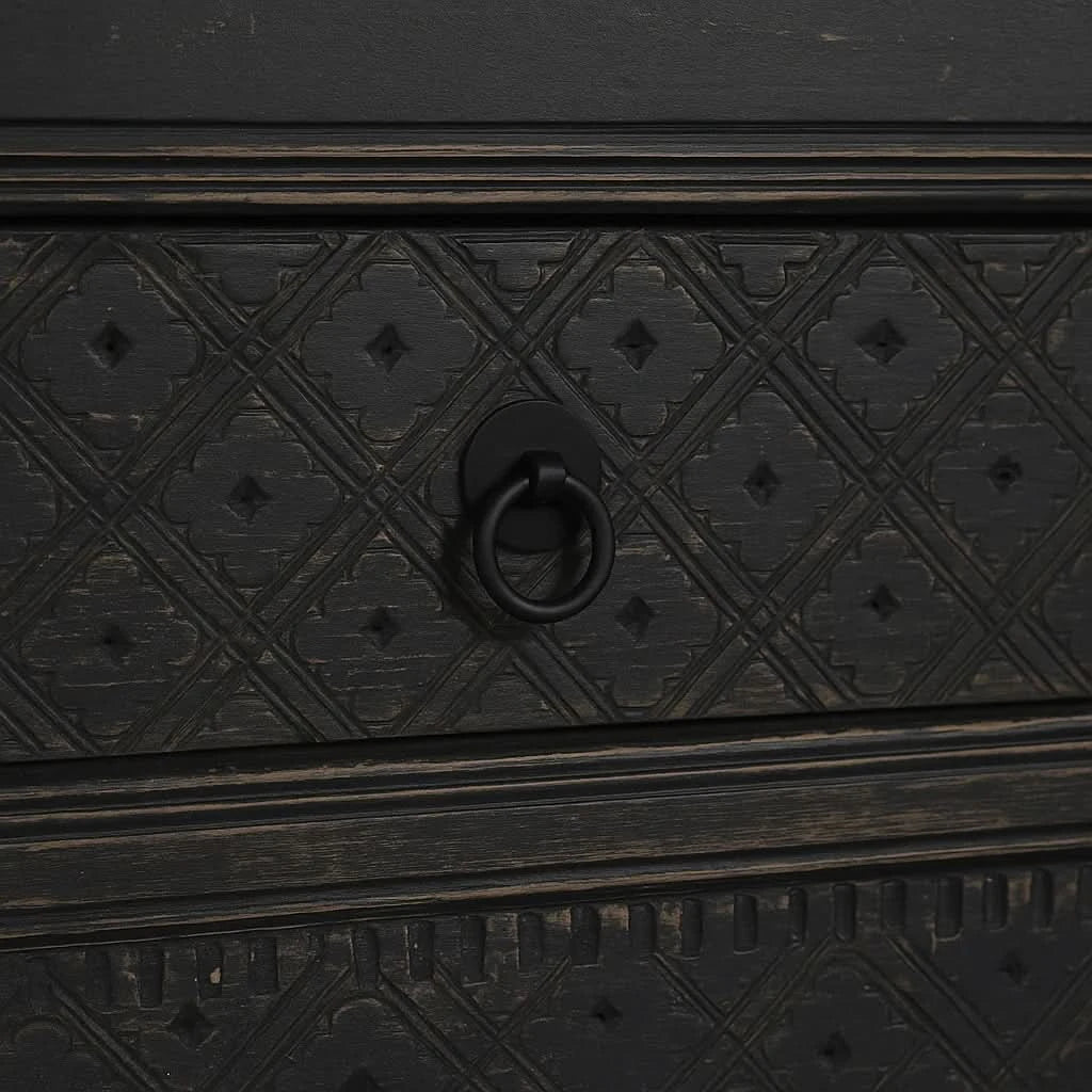 MAYLEEN PAIR OF RECLAIMED TIMBER BEDSIDE TABLES 1 DRAWER 1 DOOR BLACK - MyChocolateWood