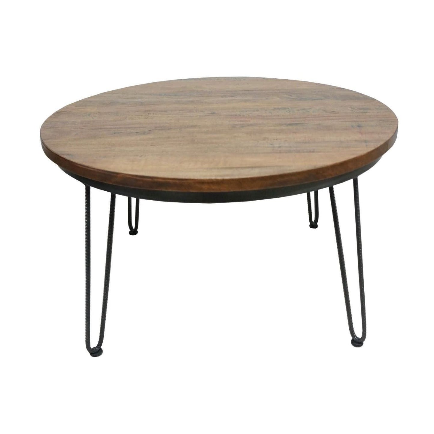 MAYO ROUND MANGO WOOD COFFEE TABLE IN A RUSTIC FINISH - MyChocolateWood