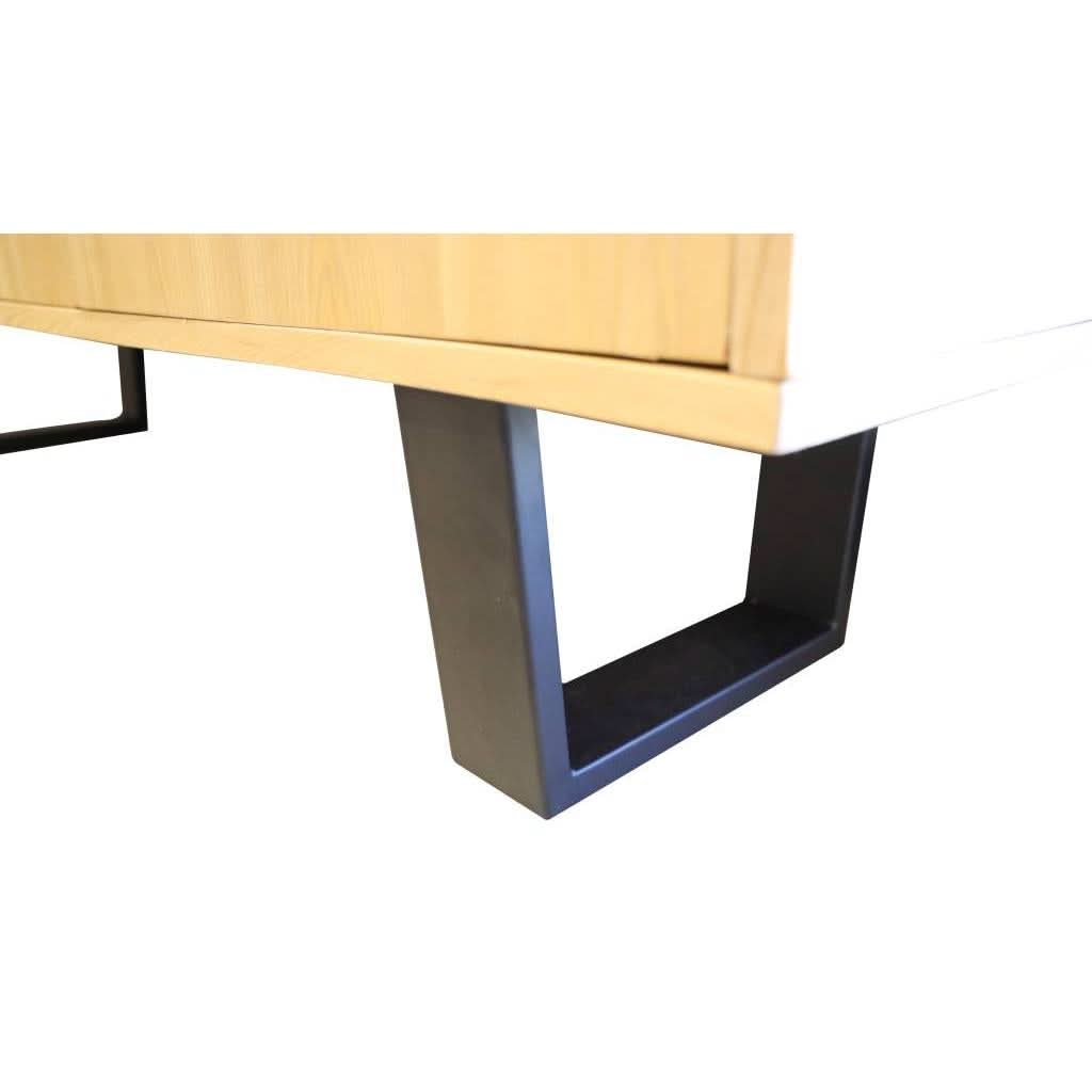 MAYZI ELM VENEER BUFFET/SIDEBOARD 3 DRAWERS/3 NICHES NATURAL/BLACK LEGS - MyChocolateWood