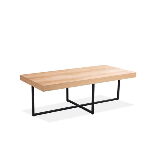 MAYZI ELM VENEER COFFEE TABLE NATURAL/BLACK LEGS - MyChocolateWood