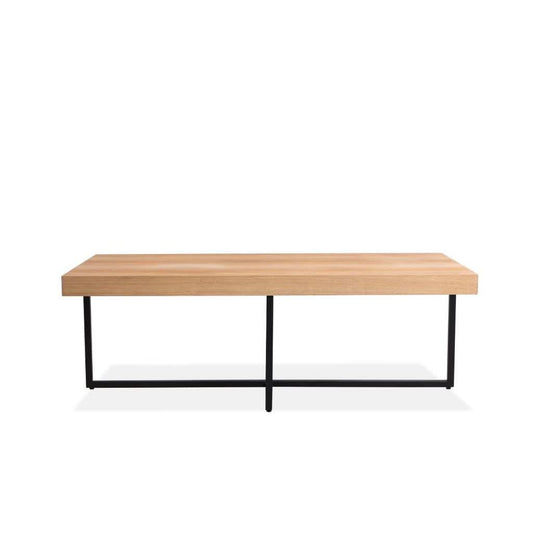 MAYZI ELM VENEER COFFEE TABLE NATURAL/BLACK LEGS - MyChocolateWood