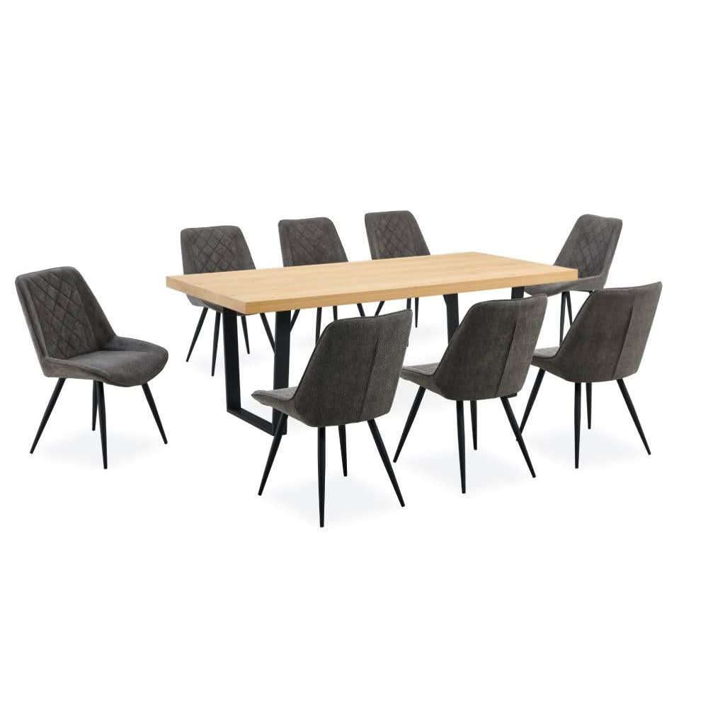 MAYZI ELM VENEER LARGE DINING TABLE NATURAL/BLACK LEGS - MyChocolateWood