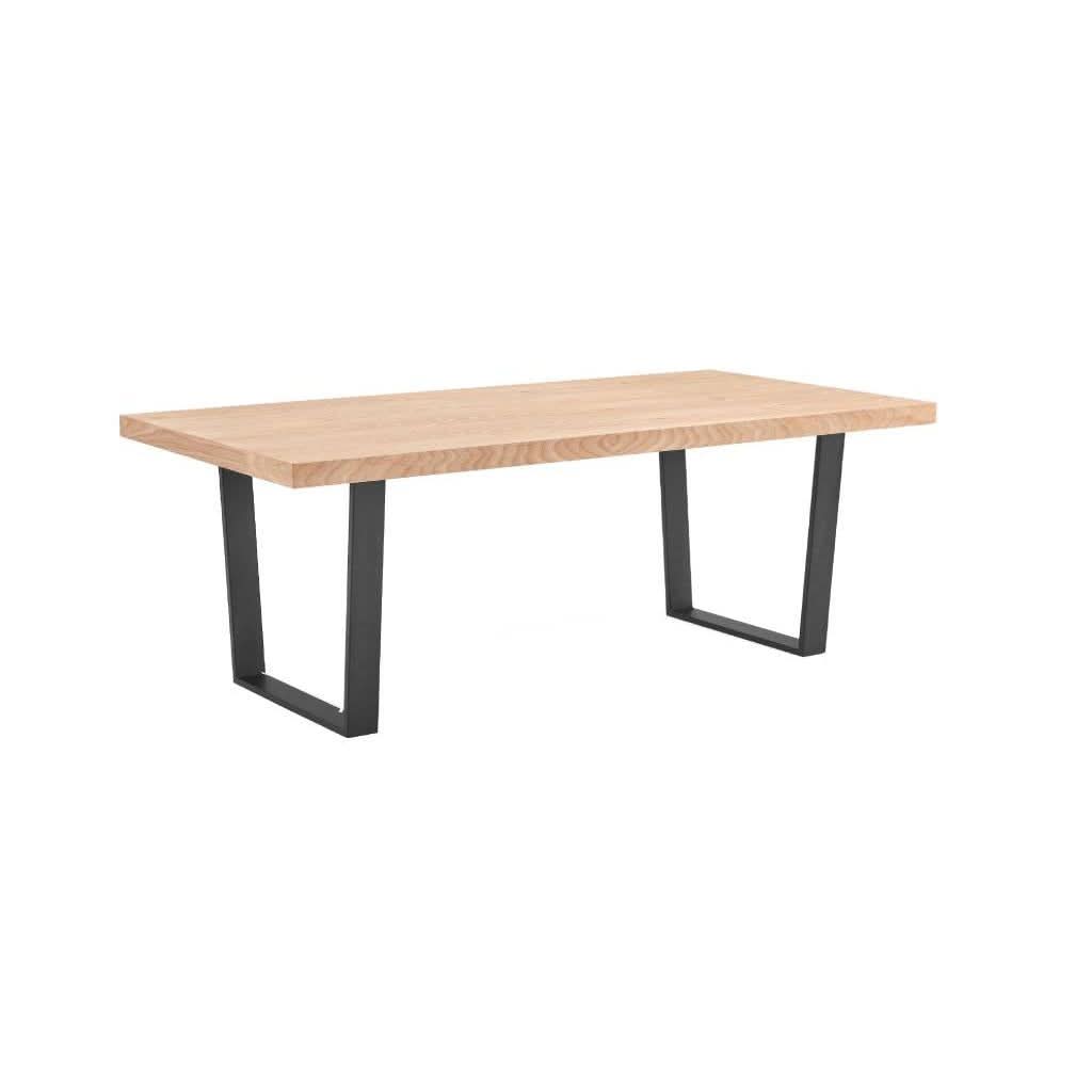 MAYZI ELM VENEER LARGE DINING TABLE NATURAL/BLACK LEGS - MyChocolateWood