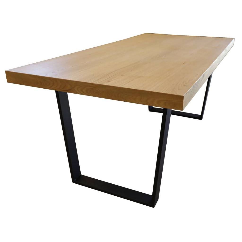 MAYZI ELM VENEER LARGE DINING TABLE NATURAL/BLACK LEGS - MyChocolateWood
