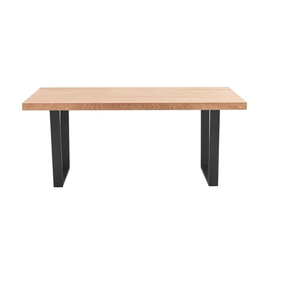 MAYZI ELM VENEER MEDIUM DINING TABLE NATURAL/BLACK LEGS - MyChocolateWood