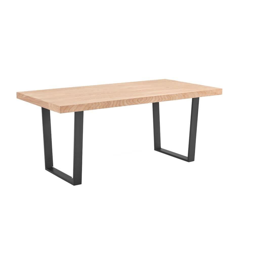 MAYZI ELM VENEER MEDIUM DINING TABLE NATURAL/BLACK LEGS - MyChocolateWood