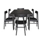 MEDRANO OAK 7 PIECE DINING SET SANDBLASTED BLACK 180CM DINING TABLE + 6 MEDRANO TIMBER SEAT DINING CHAIRS - MyChocolateWood