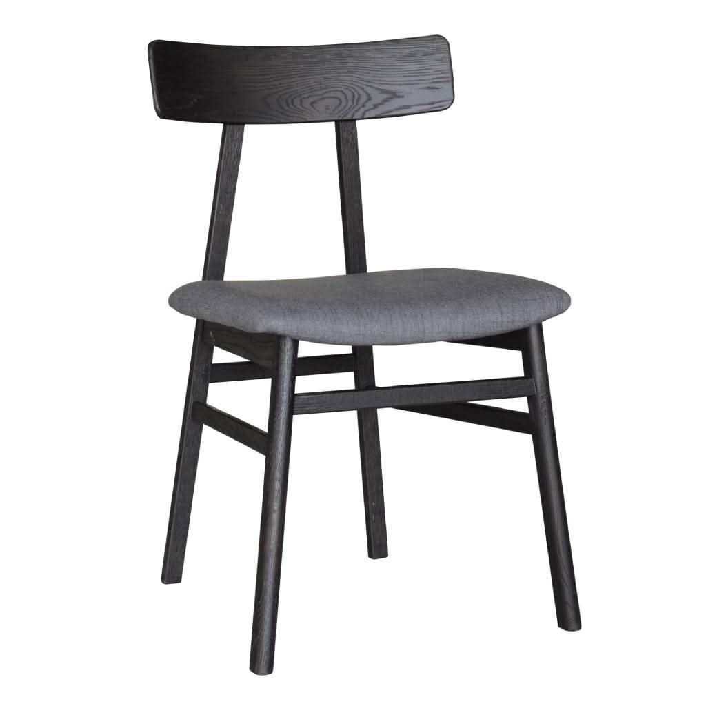 MEDRANO OAK DINING CHAIR FABRIC SEAT SANDBLASTED BLACK 49X50.6X80CM - MyChocolateWood