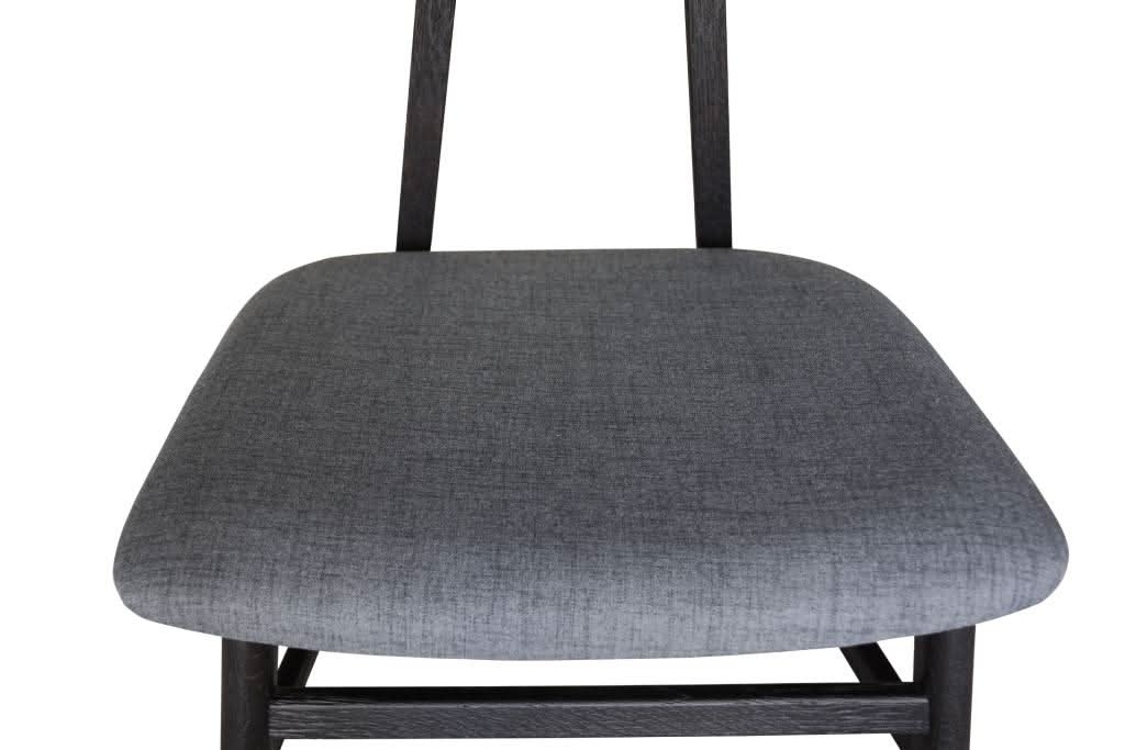 MEDRANO OAK DINING CHAIR FABRIC SEAT SANDBLASTED BLACK 49X50.6X80CM - MyChocolateWood