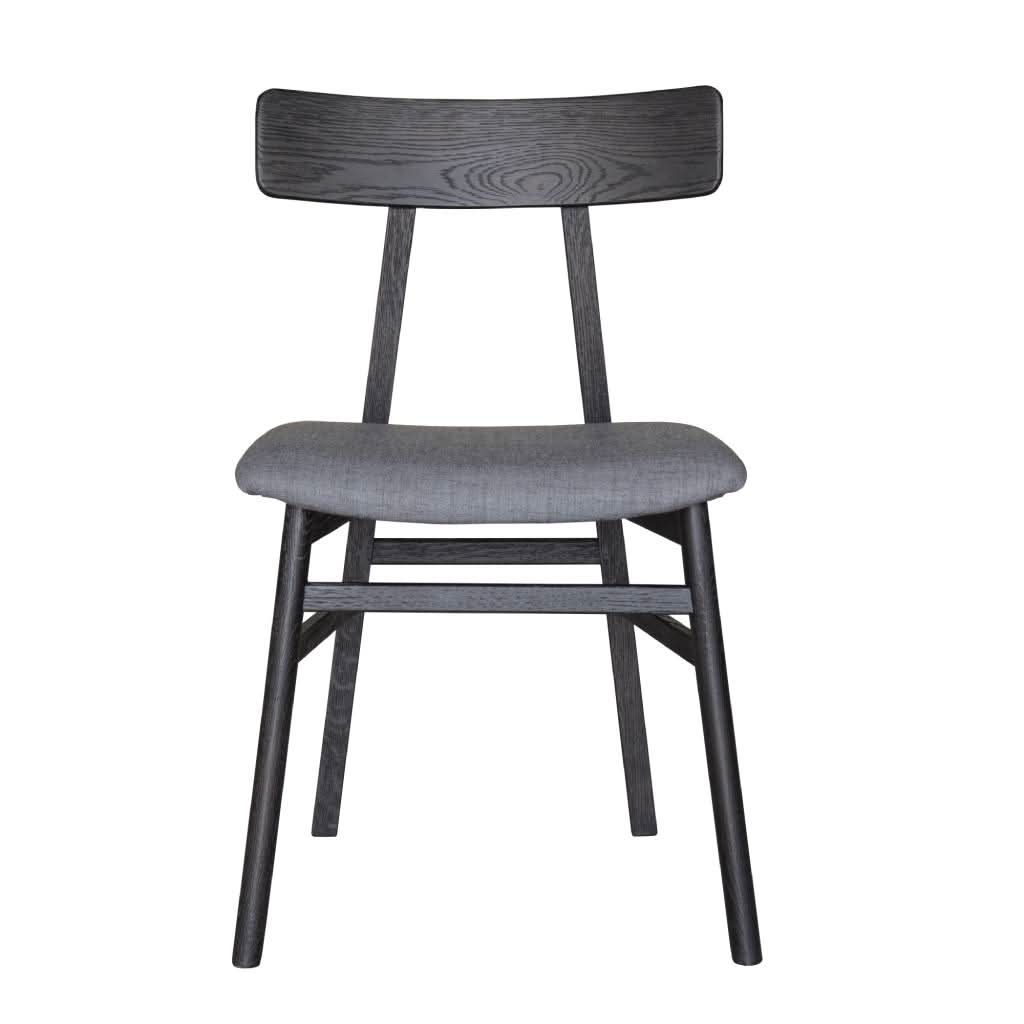 MEDRANO OAK DINING CHAIR FABRIC SEAT SANDBLASTED BLACK 49X50.6X80CM - MyChocolateWood