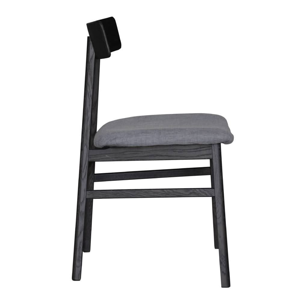 MEDRANO OAK DINING CHAIR FABRIC SEAT SANDBLASTED BLACK 49X50.6X80CM - MyChocolateWood