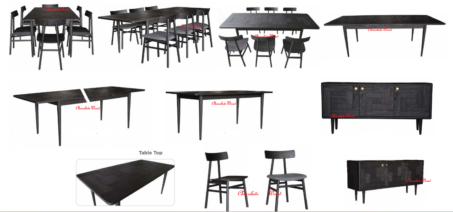 MEDRANO OAK  SANDBLASTED BLACK EXTENSION DINING TABLE 170/230CM - MyChocolateWood