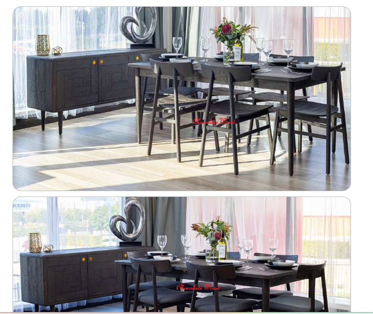 MEDRANO OAK  SANDBLASTED BLACK EXTENSION DINING TABLE 170/230CM - MyChocolateWood