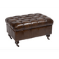 MEGAN Aged Leather Ottoman - MyChocolateWood