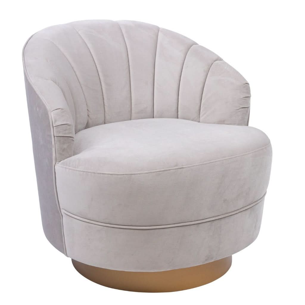 MELISSA FABRIC SWIVEL ARMCHAIR IN PEARL - MyChocolateWood