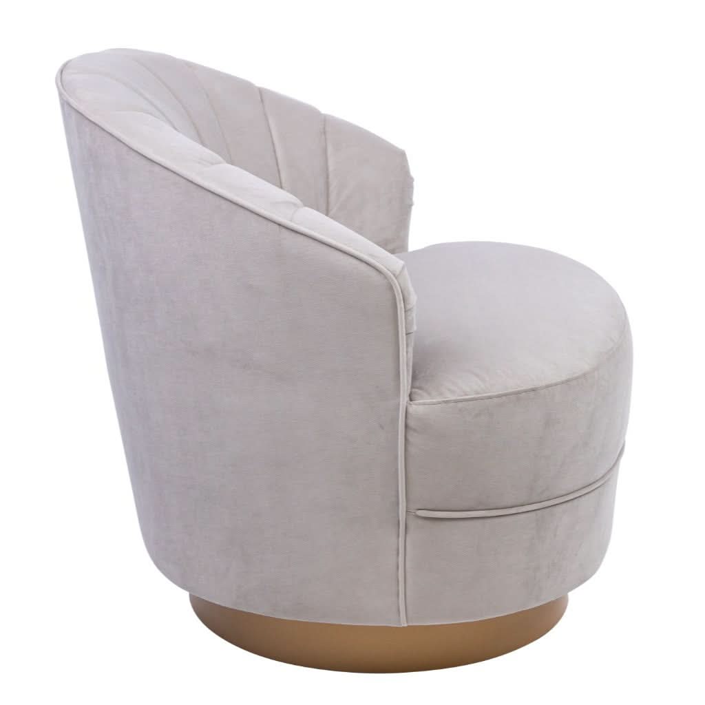 MELISSA FABRIC SWIVEL ARMCHAIR IN PEARL - MyChocolateWood