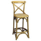 MELROSE CROSS BACK BAR STOOL WITH RATTAN SEAT IN NATURAL - 65CM SEAT HEIGHT - MyChocolateWood