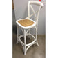 MELROSE CROSS BACK BAR STOOL WITH RATTAN SEAT WHITE - 76CM SEAT HEIGHT - MyChocolateWood