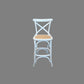 MELROSE CROSS BACK BAR STOOL WITH RATTAN SEAT WHITE - 76CM SEAT HEIGHT - MyChocolateWood