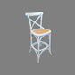 MELROSE CROSS BACK BAR STOOL WITH RATTAN SEAT WHITE - 76CM SEAT HEIGHT - MyChocolateWood