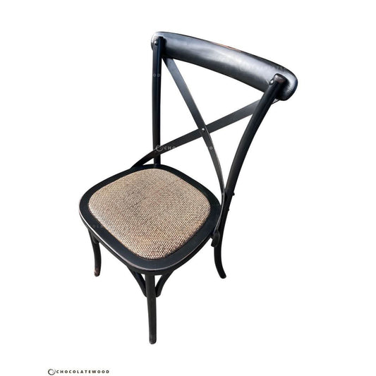 MELROSE DINING CHAIR IN SOLID OAK WITH A BLACK RUBBED BACK FINISH - MyChocolateWood