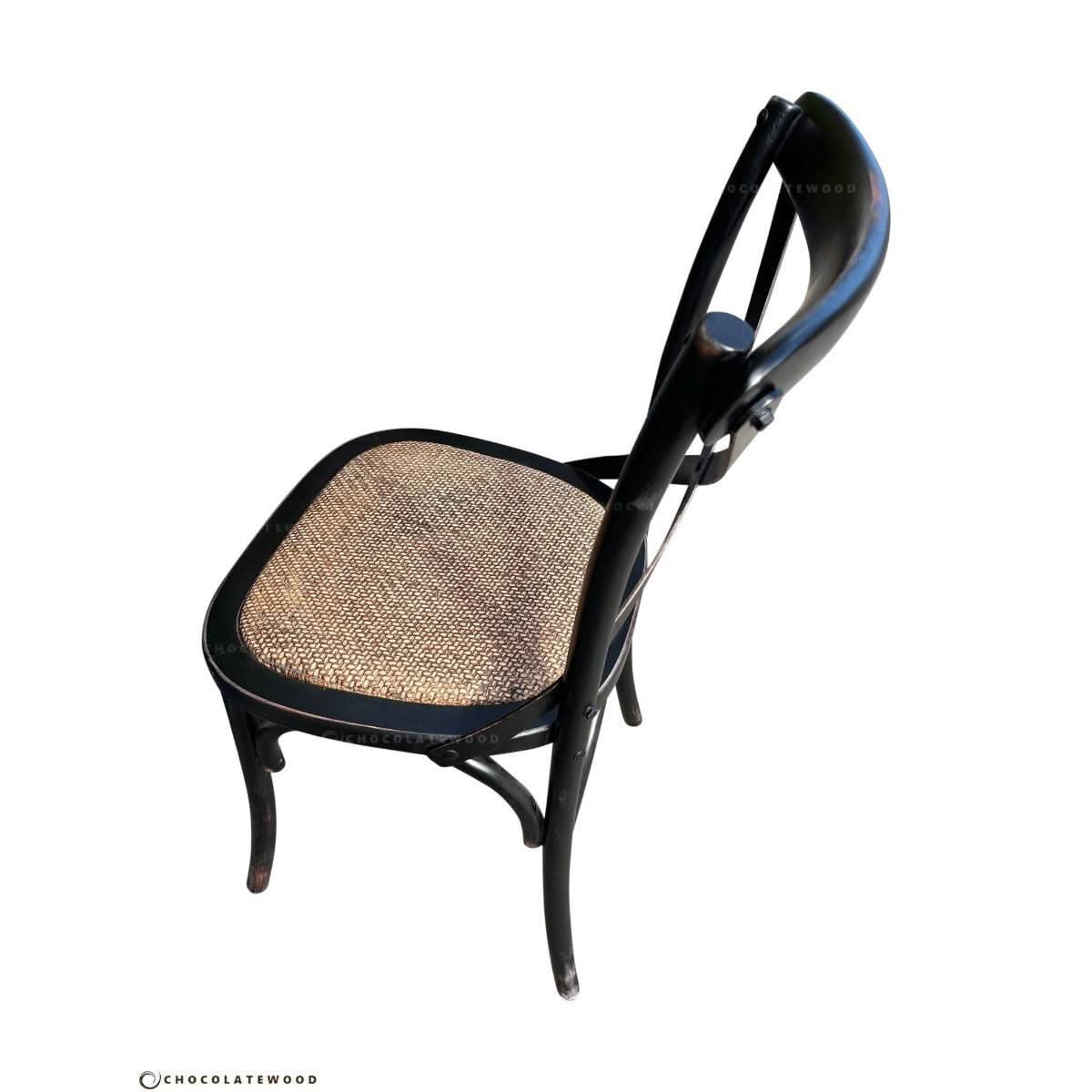 MELROSE DINING CHAIR IN SOLID OAK WITH A BLACK RUBBED BACK FINISH - MyChocolateWood