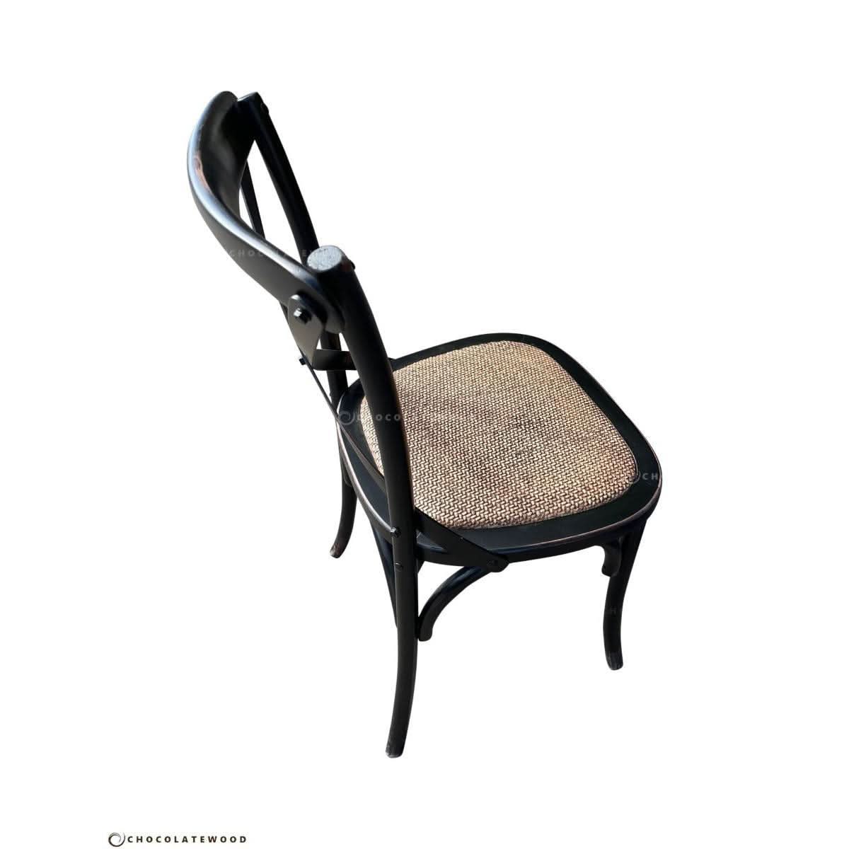 MELROSE DINING CHAIR IN SOLID OAK WITH A BLACK RUBBED BACK FINISH - MyChocolateWood