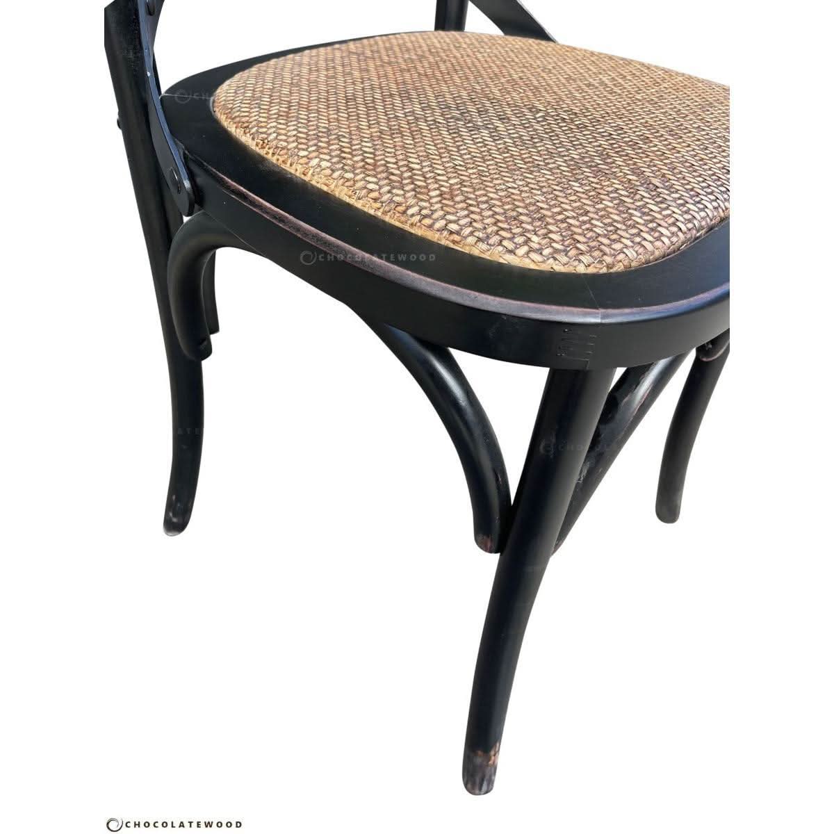 MELROSE DINING CHAIR IN SOLID OAK WITH A BLACK RUBBED BACK FINISH - MyChocolateWood