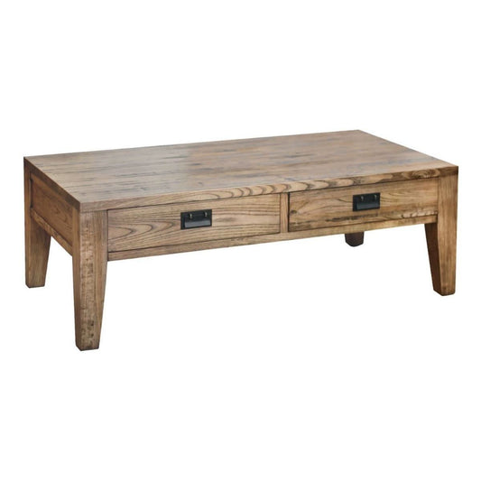 Melrose Oak Timber 2 Drawer Coffee Table, 120cm, Natural Oak - MyChocolateWood
