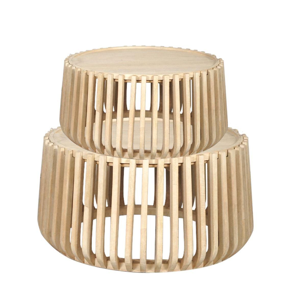 MERTI SET OF 2 MANGO WOOD COFFEE TABLES IN NEW NATURAL - MyChocolateWood