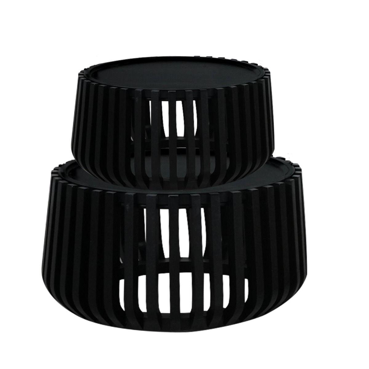 MERTI SET OF 2 MANGO WOOD COFFEE TABLES IN SOLID BLACK - MyChocolateWood