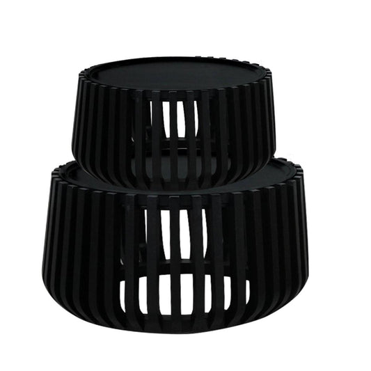 MERTI SET OF 2 MANGO WOOD COFFEE TABLES IN SOLID BLACK - MyChocolateWood