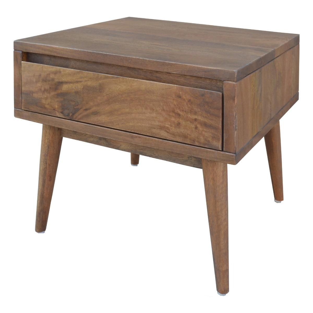 METRO SOLID MANGO WOOD TIMBER SIDE TABLE WITH DRAWER - MyChocolateWood
