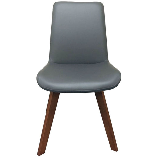 MILA TOP GRAIN LEATHER SWIVEL DINING CHAIR IN GREY/BLACKWOOD - MyChocolateWood