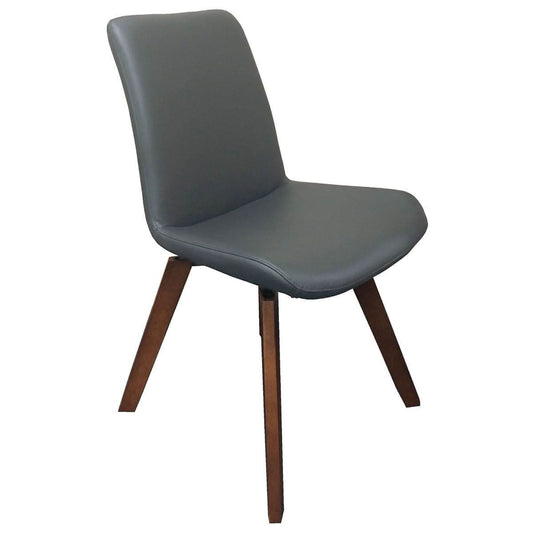MILA TOP GRAIN LEATHER SWIVEL DINING CHAIR IN GREY/BLACKWOOD - MyChocolateWood