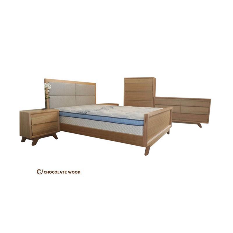 MIRANDA 5 PIECE QUEEN BEDROOM SUITE IN TASSIE OAK CLEAR LACQUER - MyChocolateWood