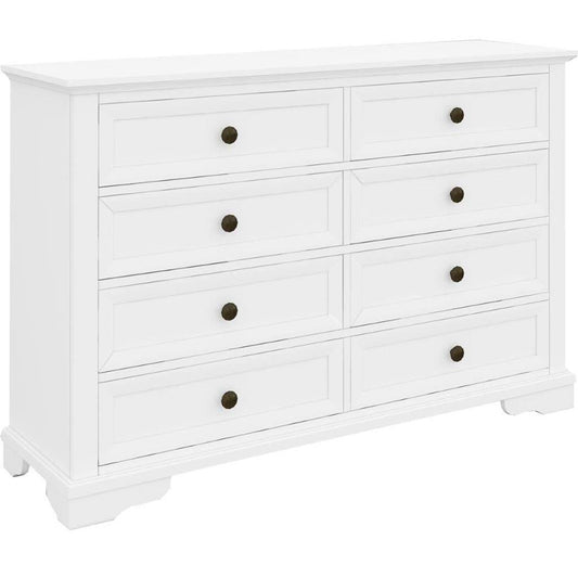 MIRIBELLE ACACIA WOOD 8 DRAWER DRESSER/ 8 DRAWER CHEST OF DRAWERS WHITE - MyChocolateWood