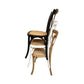 MOFTAK STACKABLE FRENCH PROVINCIAL CROSSBACK DINING CHAIR BLACK BIRCH/RATTAN - MyChocolateWood
