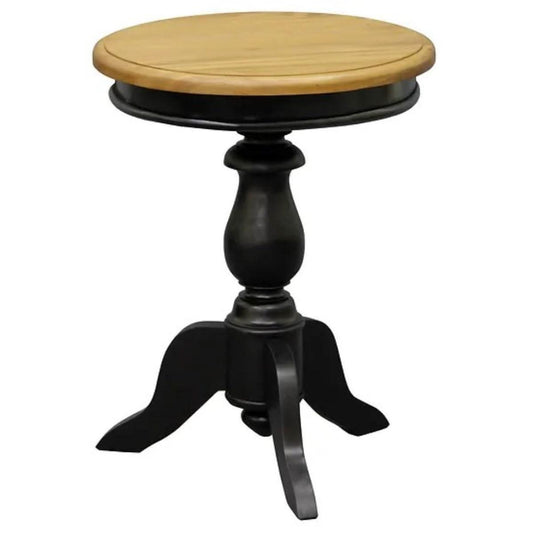 MOLA SOLID MAHOGANY ROUND SIDE/WINE TABLE BLACK/CARAMEL - MyChocolateWood