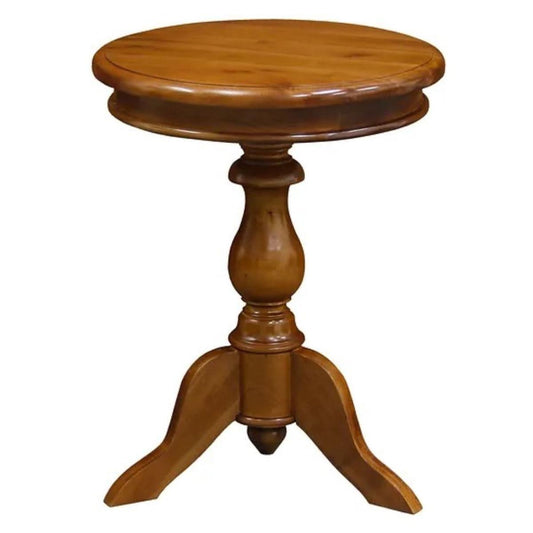 MOLA SOLID MAHOGANY ROUND SIDE/WINE TABLE LIGHT PECAN - MyChocolateWood