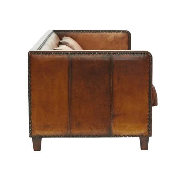 MORANG AGED LEATHER 3 SEATER SOFA IN TOFFEE FINISH - MyChocolateWood