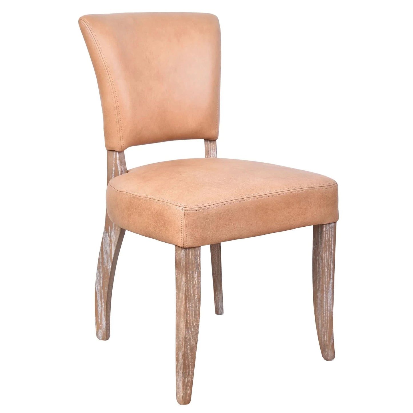 MORANG CARAMEL LEATHER  DINING CHAIR WITH WHITE WASH LEGS - MyChocolateWood